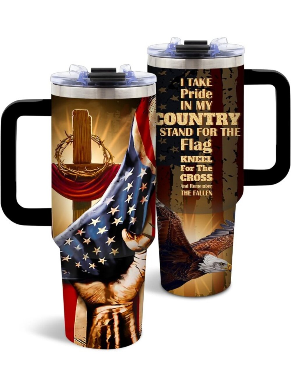 40oz Insulated American Flag Eagle Tumbler - Perfect 4th of July Gift Cup
